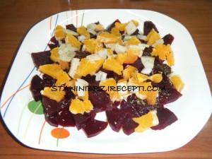 cvekla, pomorandza, salata, maslinovo ulje, predjelo, bosiljak